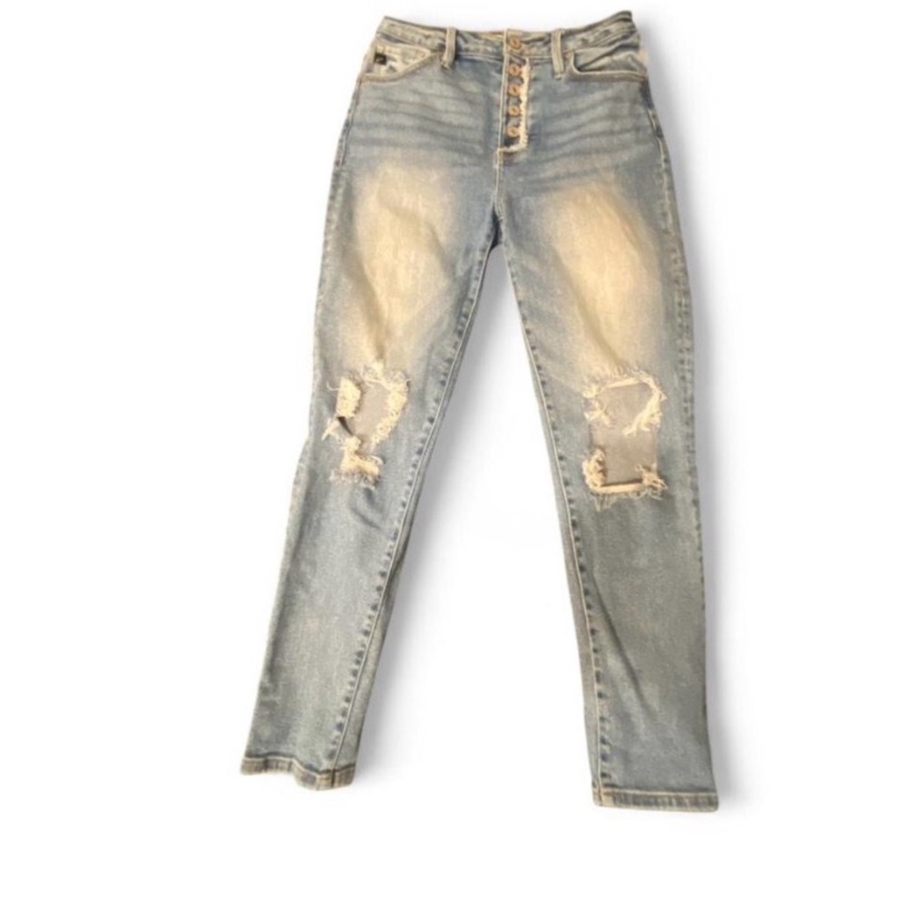 KanCan Button-Fly Ripped Gray Jeans - Picture 3 of 3